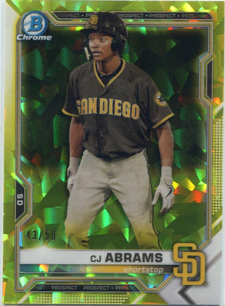 CJ Abrams 2021 Bowman Chrome Sapphire Gold Refractor RC #BCP-227 43/50
