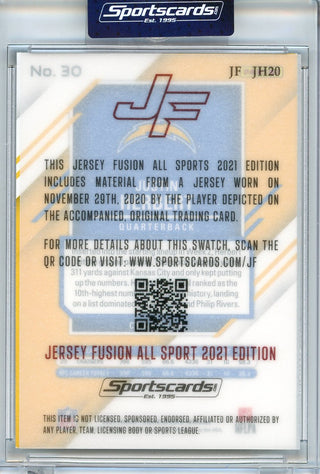 Justin Herbert 2021 Jersey Fusion Game Used Swatch Encased Card #JF-JH20