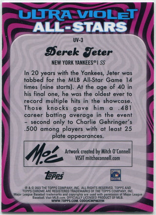 Derek Jeter 2023 Topps Chrome Ultra Violet All-Stars Card #UV-3