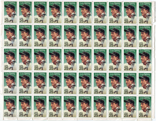 Lou Gehrig 1989 25 Cent Full Sheet Stamps 50