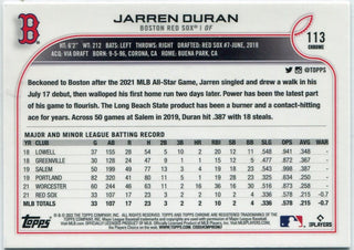 Jarren Duran 2022 Topps Chrome Pink Refractor RC #113