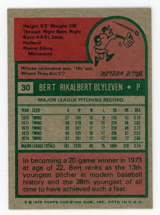 Bert Blyleven 1975 Topps Mini #30 Card