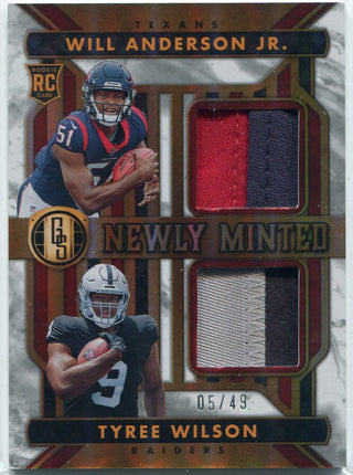 Will Anderson Jr. & Tyree Wilson 2023 Panini Gold Standard Newly Minted Dual 2 Color Patch RC #NMD-3 5/49