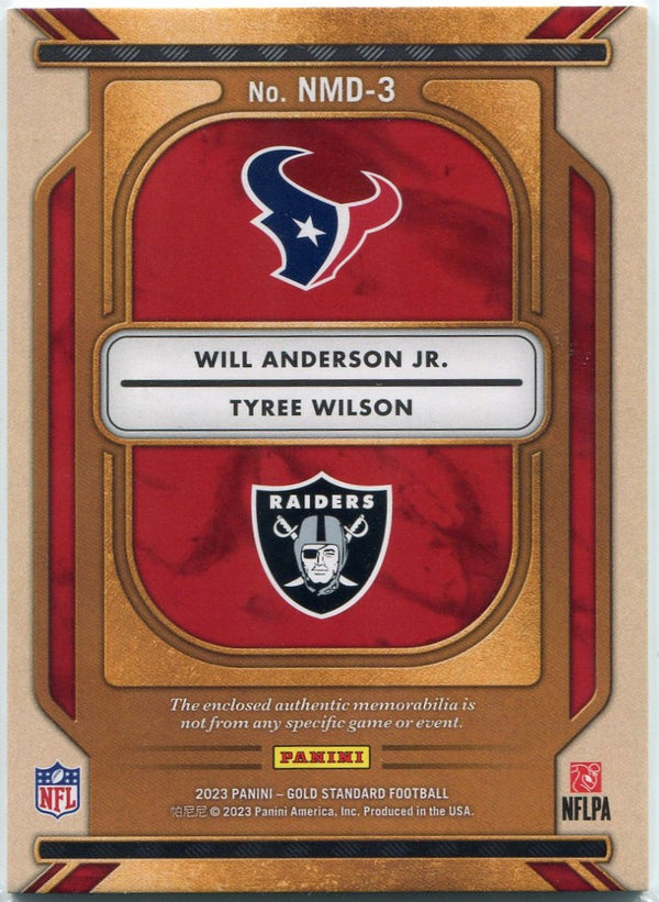 Will Anderson Jr. & Tyree Wilson 2023 Panini Gold Standard Newly Minted Dual 2 Color Patch RC #NMD-3 5/49