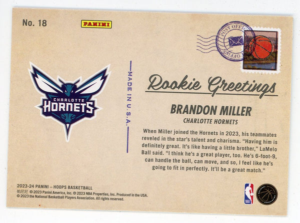 2023-24 Panini NBA HOOPS Brandon Miller rookie card RC #272 Hornets –  CTKollectables