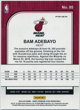 Bam Adebayo 2019 - 2020 Panini Hoops Premium Stock Prizm Card #95