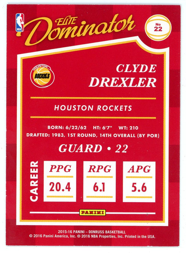 Clyde Drexler 2015-16 Panini Donruss Elite Dominator #22