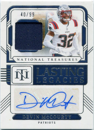 Devin McCourty 2024 Panini National Treasures Lasting Legacies Autographed/Jersey Card #LL-DMY 40/99