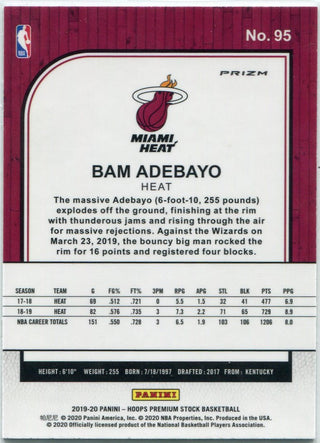 Bam Adebayo 2019 - 2020 Panini Hoops Premium Stock Pulsar Prizm Card #95
