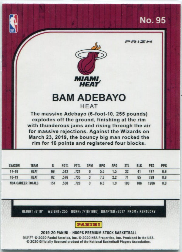 Bam Adebayo 2019 - 2020 Panini Hoops Premium Stock Pulsar Prizm Card #95