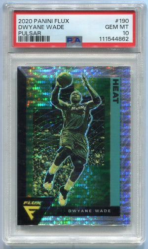 Dwyane Wade 2020 - 2021 Panini Flux Pulsar Prizm Card #190 PSA Graded 10