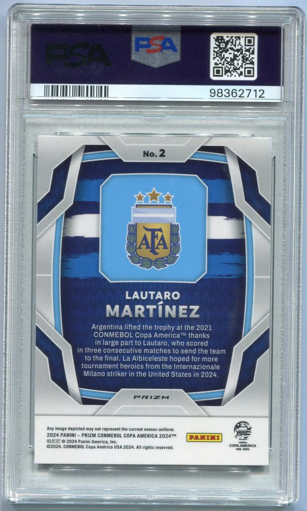Lautaro Martinez 2024 Panini Prizm Conmebol COPA America Tiger Stripe Prizm Card #2 PSA Graded 8