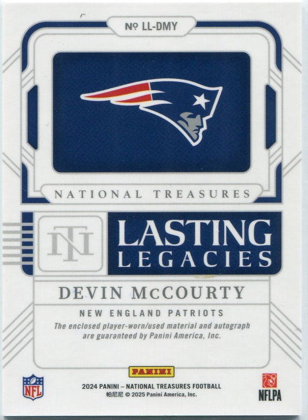 Devin McCourty 2024 Panini National Treasures Lasting Legacies Autographed/Jersey Card #LL-DMY 40/99