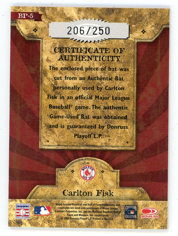 Carlton Fisk 2004 Donruss Throwback Threads Bat Relic #BP-5