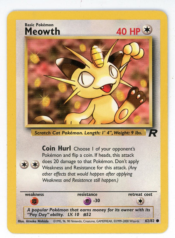Meowth 1999 Pokemon 62/82 | Hollywood Collectibles Meowth 1999 Pokemon 62/82 | Hollywood Collectibles
