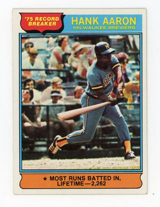 Hank Aaron 1976 Topps '75 Record Breaker #1 Card