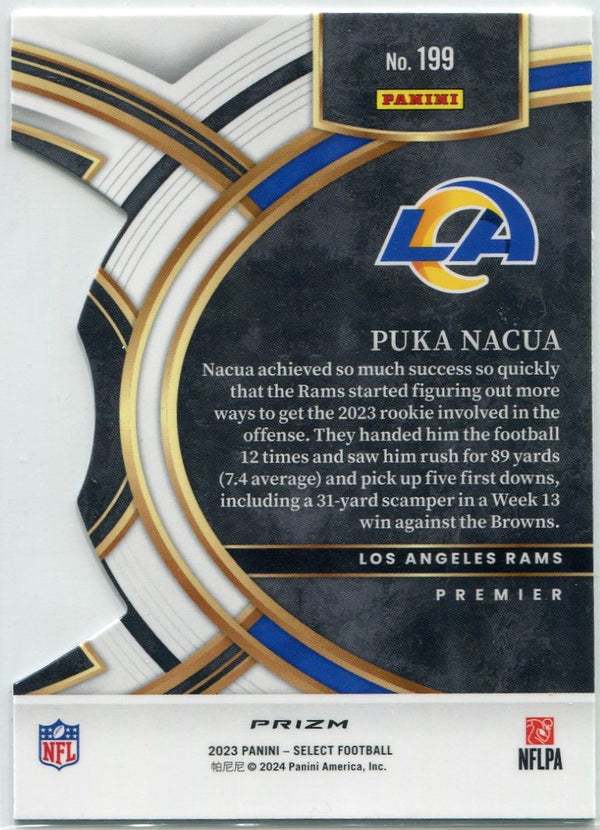 Puka Nacua 2023 Panini Select Die-Cut Black And Green Prizm RC #199