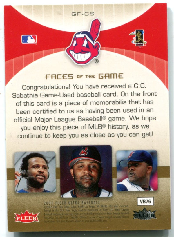C.C. Sabathia 2007 Fleer Ultra Fabrics Of The Game #GF-CS