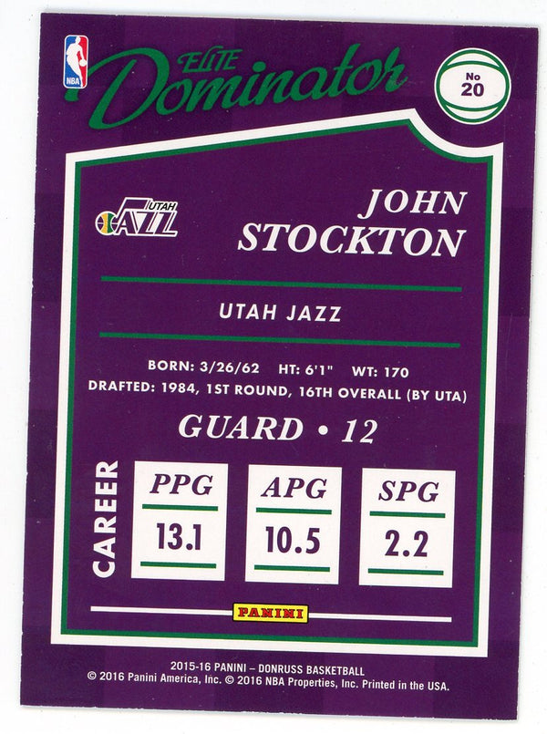 John Stockton 2015-16 Panini Donruss Elite Dominator #20