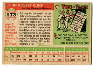 Bob Kline 1955 Topps #173 Card