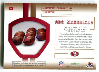 Jeff Garcia 2002 Score #14 QBC Materials Card