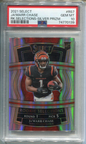 Ja'Marr Chase 2021 Panini Select Rookie Selections Silver Card (PSA 10)