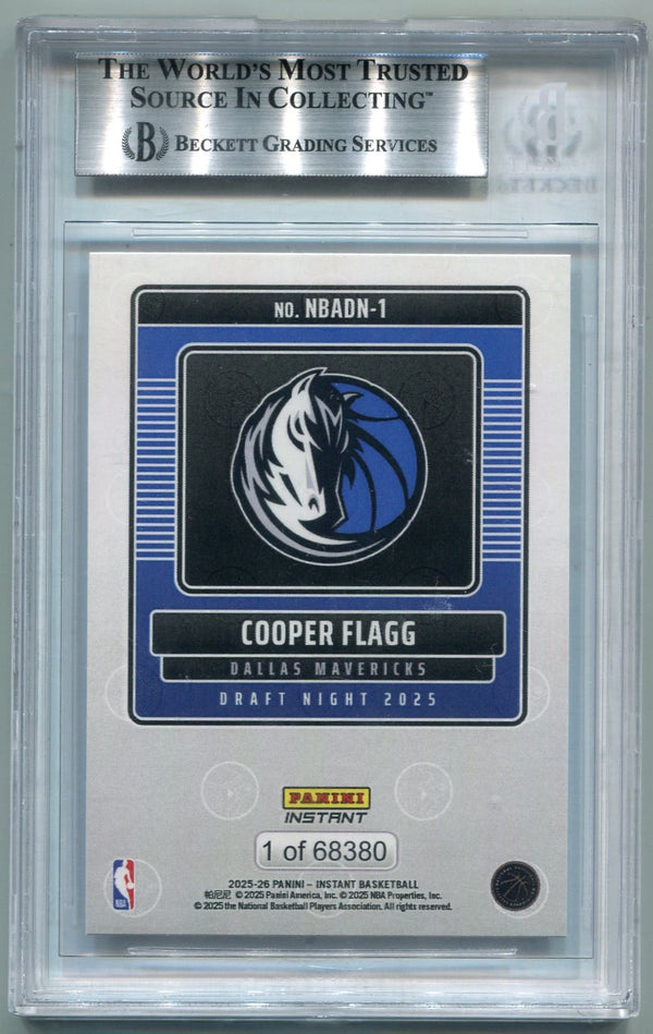 Cooper Flagg 2025 - 2026 Panini Instant Draft Night RC #NBADN-1 /68380 BGS Graded 8