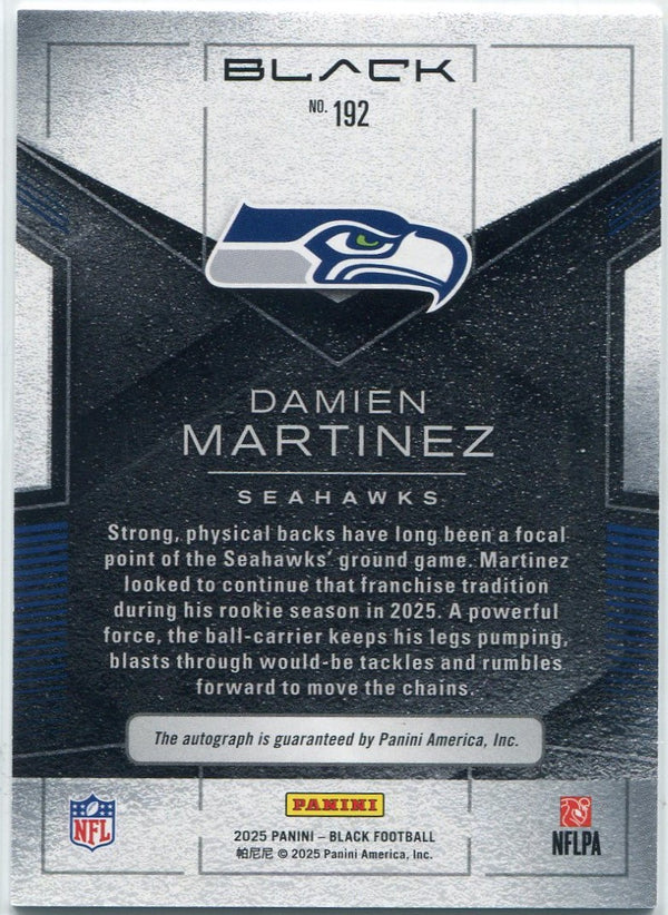 Damien Martinez 2025 Panini Black Autographed Blue Sapphire RC #192 4/50