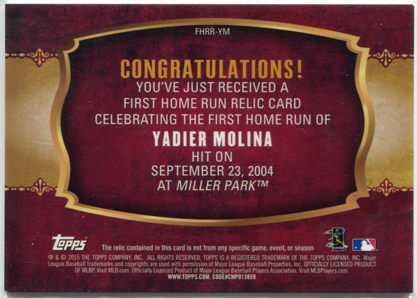 Yadier Molina 2015 Topps Jersey Card #FHRR-YM 53/99