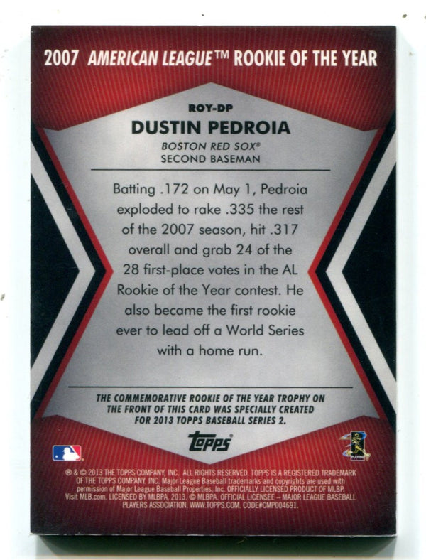 Dustin Pedroia 2013 Topps Rookie of the Year #ROYDP Patch Card