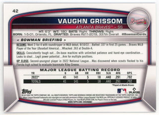 Vaughn Grissom 2023 Topps Pink Bowmans Chrome #42 Card 155/199