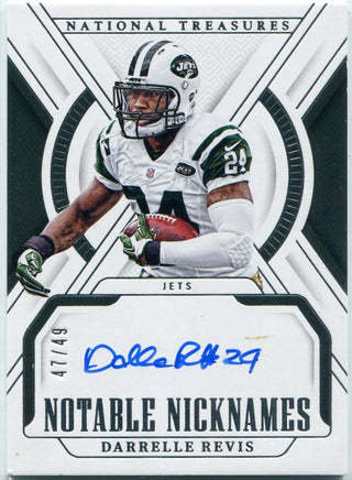 Darrelle Revis 2024 Panini National Treasures Notable Nicknames Autographed Card #NN-DR 47/49