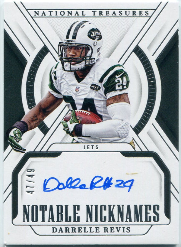 Darrelle Revis 2024 Panini National Treasures Notable Nicknames Autographed Card #NN-DR 47/49