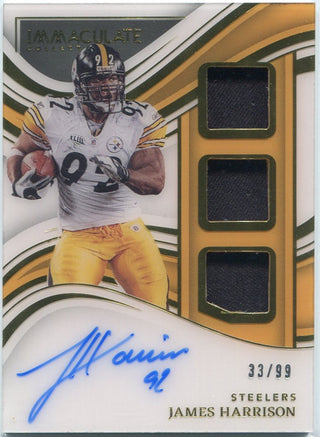 James Harrison 2023 Panini Immaculate Collection Triple Jersey/Autographed Card #PC-JHA 33/99