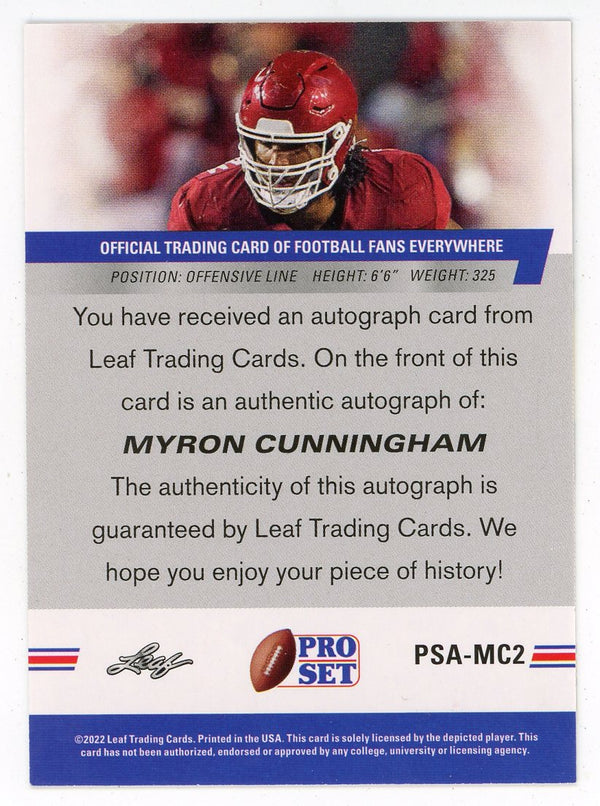 Myron Cunningham 2022 Leaf X Rookie Card Autographed #PSA-MC2
