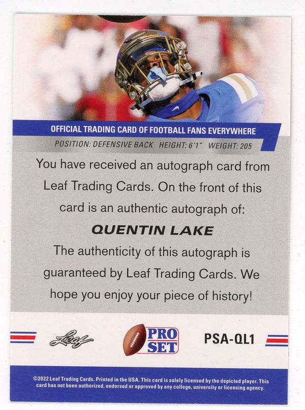 Quentin Lake 2022 Leaf X Rookie Card Autographed #PSA-QL1