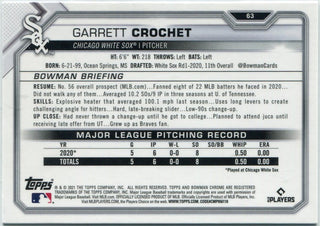 Garrett Crochet 2021 Bowman Chrome Sapphire RC #63