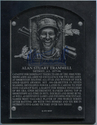 Alan Trammell Autographed Hall Of Fame Clear Plastic Plaque
