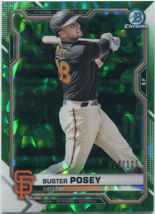 Buster Posey 2021 Bowman Chrome Sapphire Green Refractor Card #31 84/125