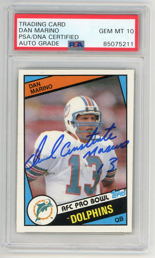 Daniel Constantine Marino Jr. 1984 Topps Autographed Card #123 PSA GEM MT 10