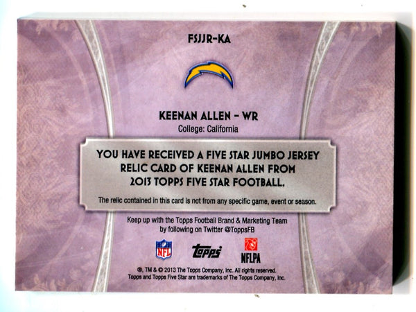 Keenan Allen 2013 Topps Five Star Jumbo Jersey Card #fssjr-ka