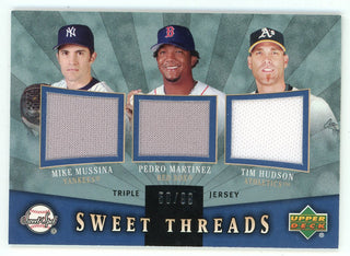 Mike Mussina, Pedro Martinez, Tim Hudson 2004 Upper Deck Sweet Threads Patch Relics #STT-MMH