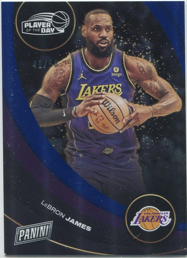 LeBron James 2024 - 2025 Panini Player Of The Day Blue Parallel Card #17 41/50