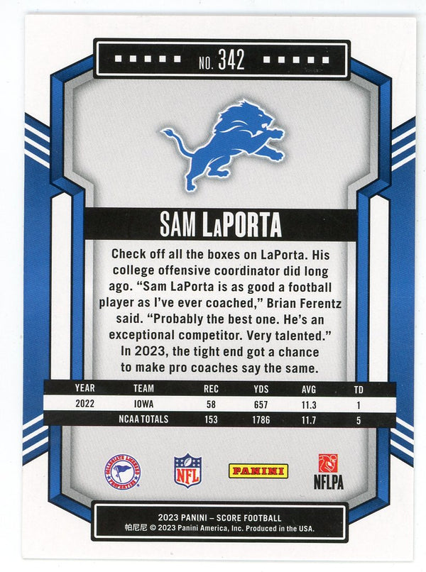 Sam LaPorta 2023 Panini Score Rookie Card #342