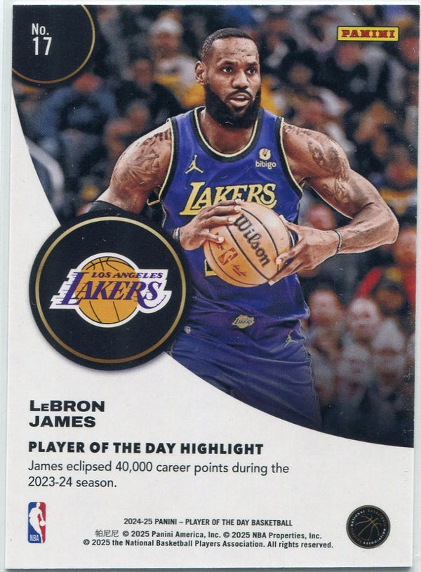 LeBron James 2024 - 2025 Panini Player Of The Day Blue Parallel Card #17 41/50