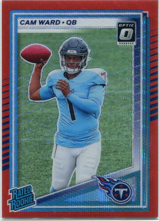 Cam Ward 2025 Panini Donruss Optic Rated Rookie Red Wave Prizm RC #350