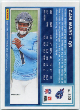 Cam Ward 2025 Panini Donruss Optic Rated Rookie Red Wave Prizm RC #350