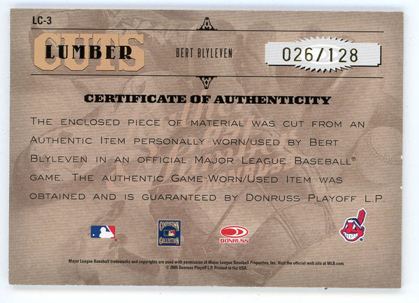 Bert Blyleven 2005 Autographed Donruss Leather & Lumber Bat/Patch Reli