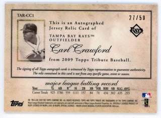 Carl Crawford Autographed 2009 Topps Tribute Bat Relic #TAR-CC1