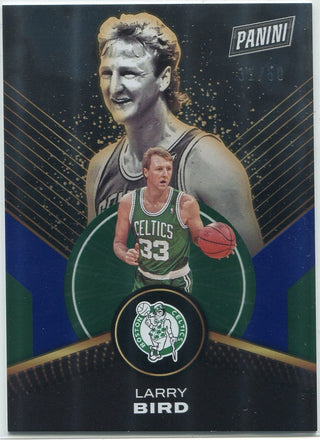 Larry Bird 2024 - 2025 Panini Player Of The Day Blue Parallel Card #73 31/50